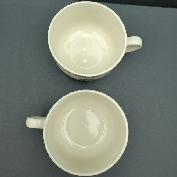 Thomson Pottery Birdhouse Soup Mugs Oversized Coffee Mugs Birds Flowers Leaves - Picture 5 of 7